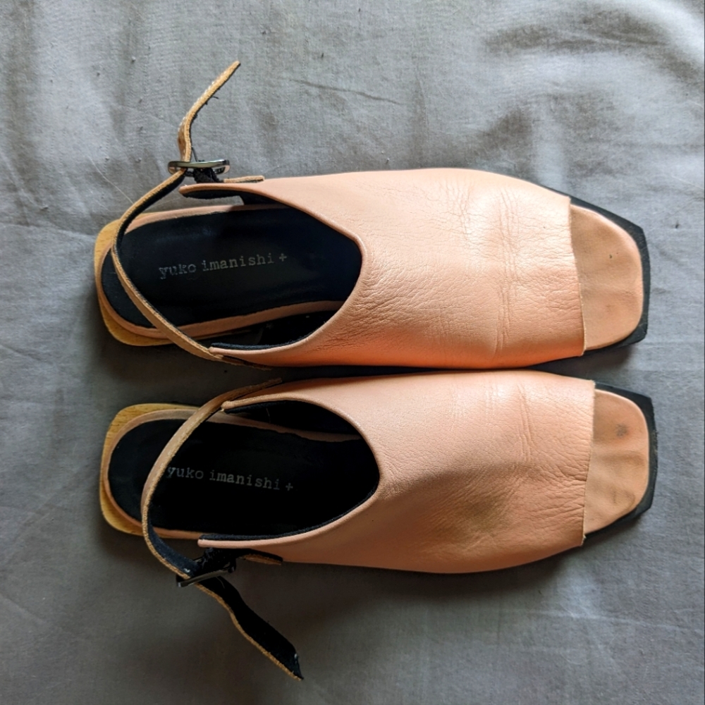Yuko Imanishi HANA sandals size 37eu/6.5us blush pink sling back peep toe